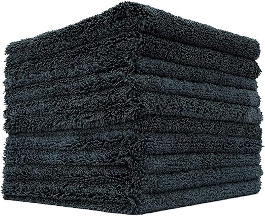 The Rag Company Creature Edgeless 16 x 16 70/30 All Purpose Microfibre Towel - Black (10 Pack)